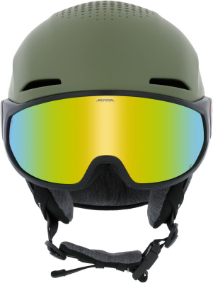 Горнолыжный шлем с визором Alpina Alto Q-Lite Black Matt  (Gold Mirror) от магазина Адреналин