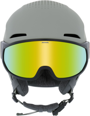 Горнолыжный шлем с визором Alpina Alto Q-Lite Moon-Grey Matt (Gold Mirror) от магазина Адреналин