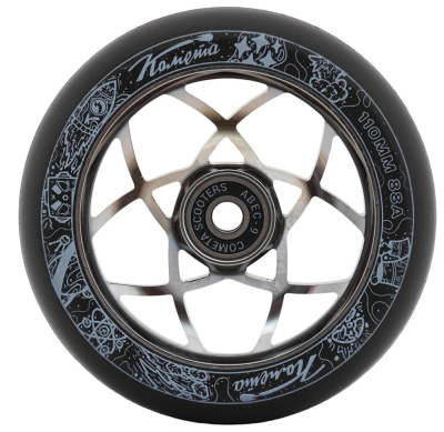 Колесо для ТРЮКОВОГО самоката Комета 110*30мм Атом Черный / Хром